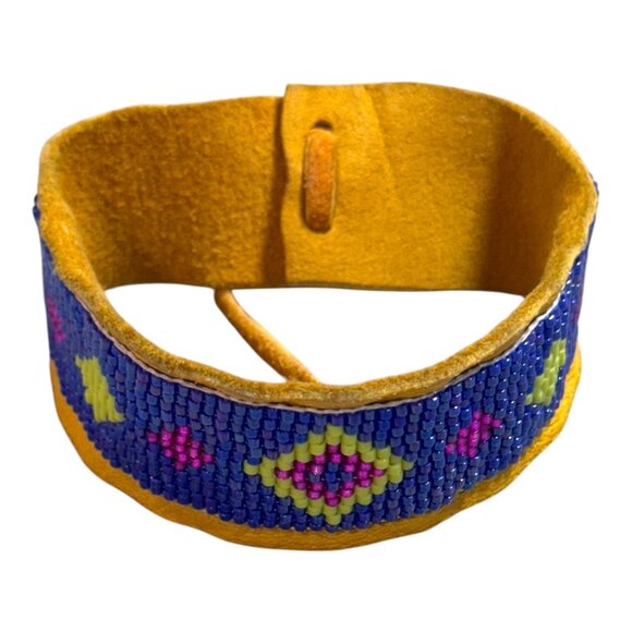 Vintage Navajo Handwoven Beaded Butterfly Pendant Handmade Lot Bracelet Set - Picture 5 of 11